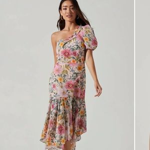 ASTR Santorini One Shoulder Midi Dress